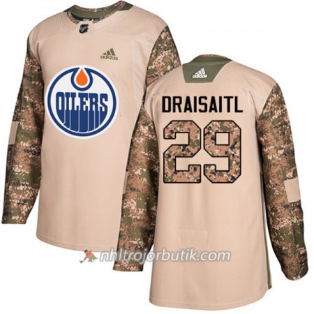 Män Ishockey Edmonton Oilers Tröja Leon Draisaitl 29 Adidas 2017-2018 Camo Veterans Day Practice Authentic